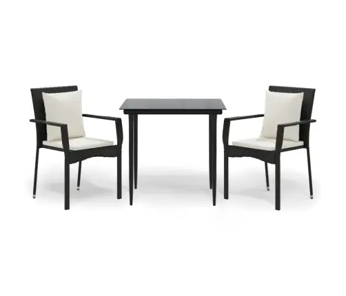 3-Daļīgs Dārza Mēbeļu Komplekts, Melna Pe Rotangpalma Vidaxl