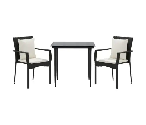 3-Daļīgs Dārza Mēbeļu Komplekts, Melna Pe Rotangpalma Vidaxl