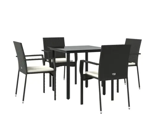 5-Daļīgs Dārza Mēbeļu Komplekts Ar Matračiem, Pe Pinums, Melns Vidaxl