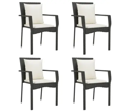 5-Daļīgs Dārza Mēbeļu Komplekts Ar Matračiem, Pe Pinums, Melns Vidaxl