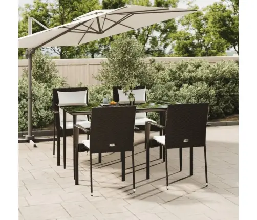 5-Daļīgs Dārza Mēbeļu Komplekts Ar Matračiem, Pe Pinums, Melns Vidaxl