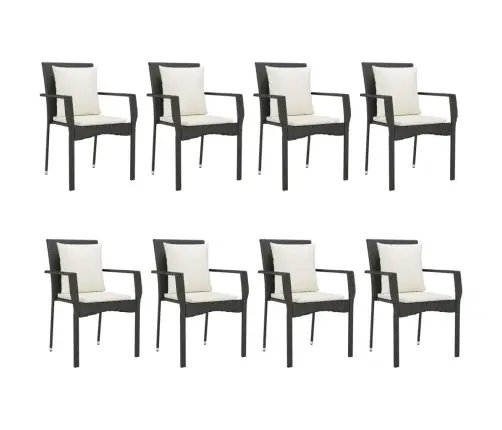 9-Osaline Aiamööbli Komplekt Patjadega, Must, Polürotang