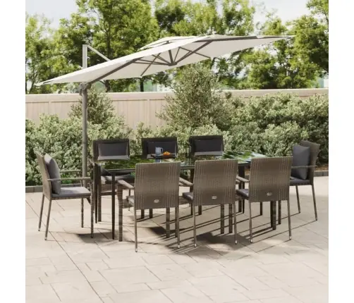 Sodo Komplektas, 9 Dalių, Juodas/Pilkas, Poliratanas