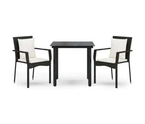 3-Daļīgs Dārza Mēbeļu Komplekts, Melna Pe Rotangpalma Vidaxl