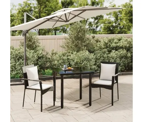 3-Daļīgs Dārza Mēbeļu Komplekts, Melna Pe Rotangpalma Vidaxl