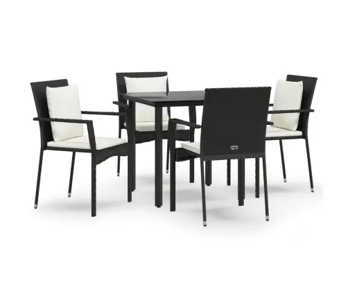 5-Osaline Aiamööbli Komplekt Patjadega, Must, Polürotang