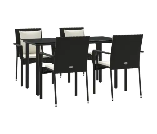 5-Daļīgs Dārza Mēbeļu Komplekts Ar Matračiem, Pe Pinums, Melns Vidaxl