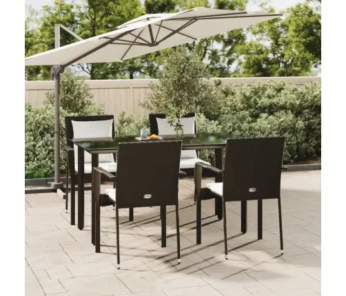 5-Daļīgs Dārza Mēbeļu Komplekts Ar Matračiem, Pe Pinums, Melns Vidaxl