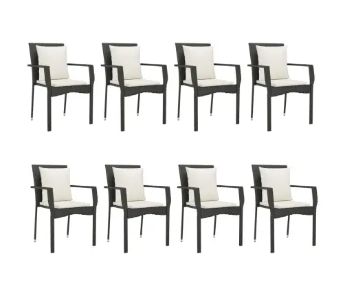 9-Osaline Aiamööbli Komplekt Patjadega, Must, Polürotang