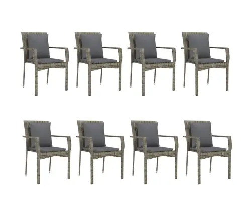 9-Osaline Aiamööbli Komplekt Patjadega, Must/Hall, Polürotang