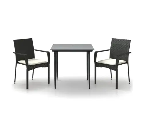 3-Daļīgs Dārza Mēbeļu Komplekts, Melna Pe Rotangpalma Vidaxl