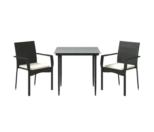 3-Daļīgs Dārza Mēbeļu Komplekts, Melna Pe Rotangpalma Vidaxl