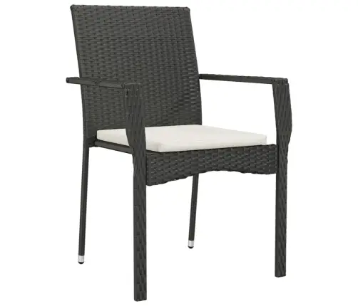 5-Daļīgs Dārza Mēbeļu Komplekts Ar Matračiem, Pe Pinums, Melns Vidaxl