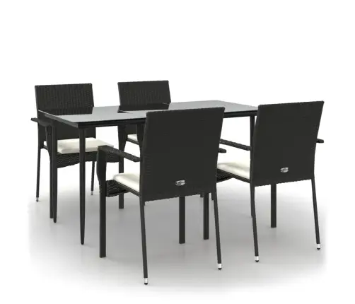 5-Osaline Aiamööbli Komplekt Patjadega, Must, Polürotang