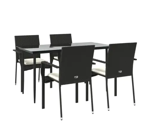 5-Osaline Aiamööbli Komplekt Patjadega, Must, Polürotang