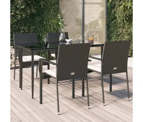 5-Osaline Aiamööbli Komplekt Patjadega, Must, Polürotang