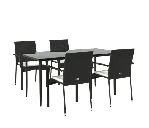 5-Osaline Aiamööbli Komplekt Patjadega, Must, Polürotang