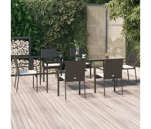 Sodo Komplektas Su Pagalvėlėmis, 7 Dalių, Juodas, Poliratanas