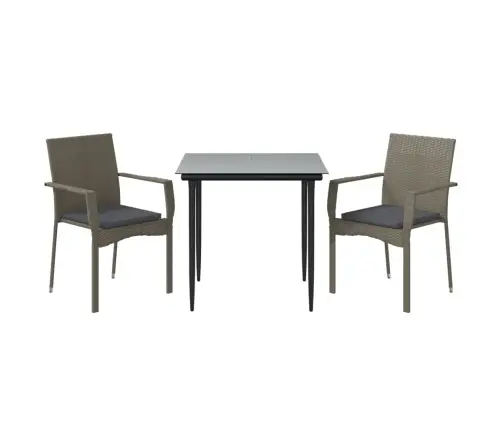 Sodo Komplektas Su Pagalvėmis, 3 Dalių, Juodas/Pilkas, Ratanas