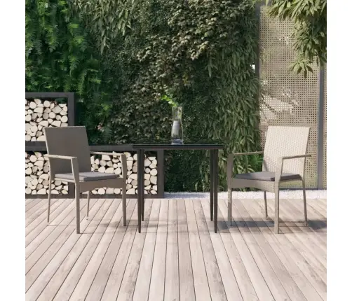 Sodo Komplektas Su Pagalvėmis, 3 Dalių, Juodas/Pilkas, Ratanas