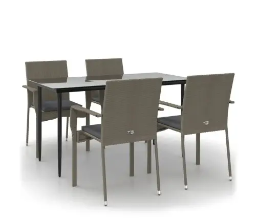 5-Osaline Aiamööbli Komplekt Patjadega, Must/Hall, Polürotang