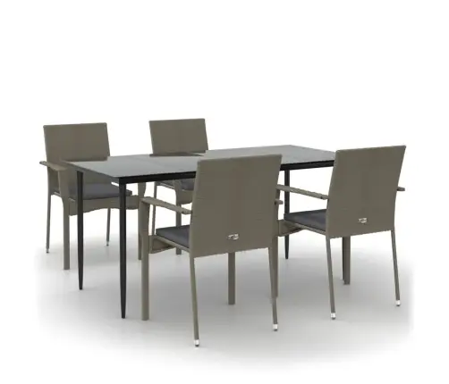 5-Osaline Aiamööbli Komplekt Patjadega, Must/Hall, Polürotang