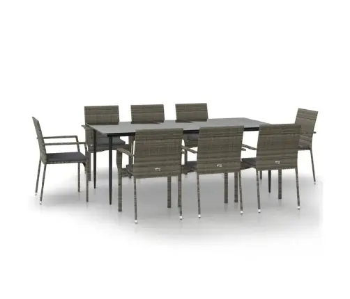 Dārza Mēbeļu Komplekts Ar Matračiem, Melna, Pelēka Rotangpalma Vidaxl