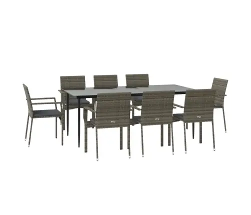 Dārza Mēbeļu Komplekts Ar Matračiem, Melna, Pelēka Rotangpalma Vidaxl