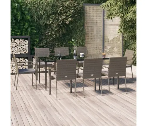 Dārza Mēbeļu Komplekts Ar Matračiem, Melna, Pelēka Rotangpalma Vidaxl