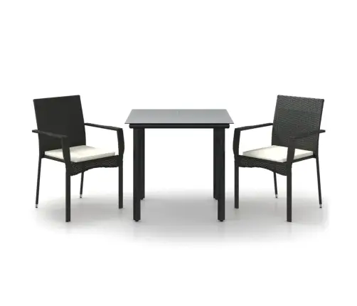 3-Daļīgs Dārza Mēbeļu Komplekts, Melna Pe Rotangpalma Vidaxl