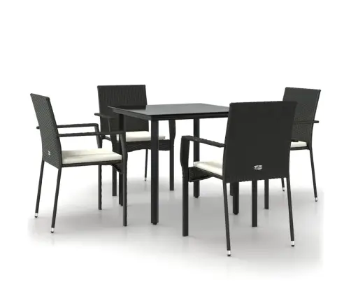 Sodo Komplektas Su Pagalvėlėmis, 5 Dalių, Juodas, Poliratanas