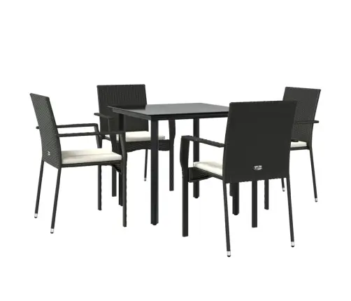 Sodo Komplektas Su Pagalvėlėmis, 5 Dalių, Juodas, Poliratanas