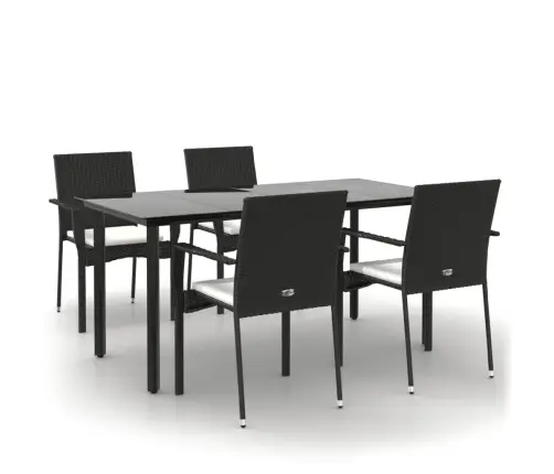 5-Daļīgs Dārza Mēbeļu Komplekts Ar Matračiem, Pe Pinums, Melns Vidaxl