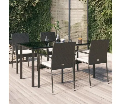 5-Daļīgs Dārza Mēbeļu Komplekts Ar Matračiem, Pe Pinums, Melns Vidaxl