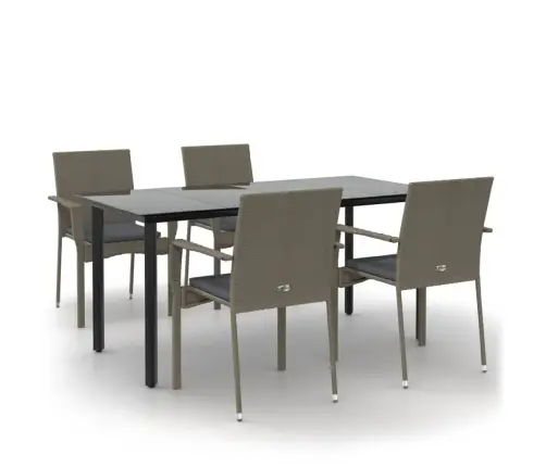 Sodo Komplektas, 5 Dalių, Juodas/Pilkas, Poliratanas