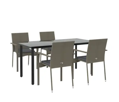 Sodo Komplektas, 5 Dalių, Juodas/Pilkas, Poliratanas