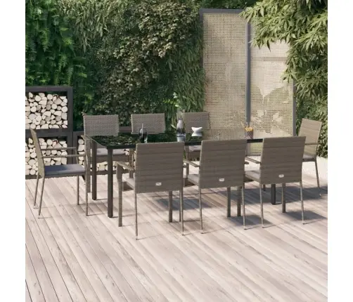 Sodo Komplektas, 9 Dalių, Juodas/Pilkas, Poliratanas