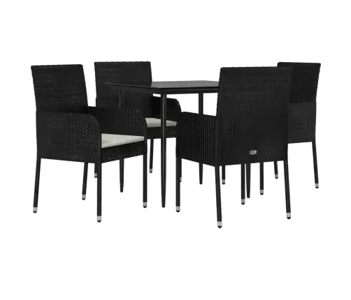 5-Daļīgs Dārza Mēbeļu Komplekts Ar Matračiem, Pe Pinums, Melns Vidaxl