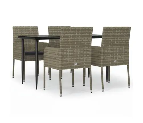 5-Osaline Aiamööbli Komplekt Patjadega, Must/Hall, Polürotang