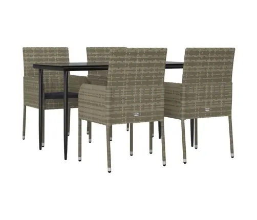 5-Osaline Aiamööbli Komplekt Patjadega, Must/Hall, Polürotang