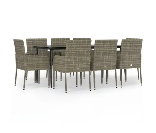 Sodo Komplektas, 9 Dalių, Juodas/Pilkas, Poliratanas