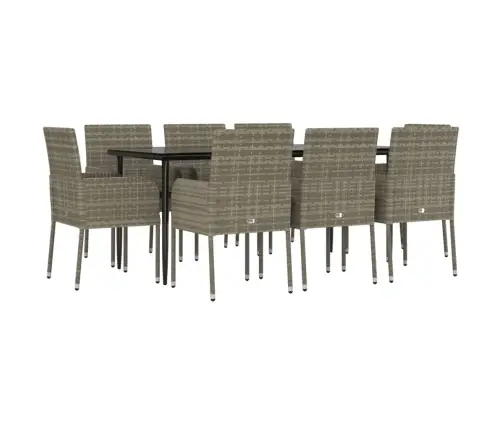 Sodo Komplektas, 9 Dalių, Juodas/Pilkas, Poliratanas