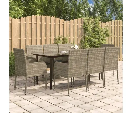 Sodo Komplektas, 9 Dalių, Juodas/Pilkas, Poliratanas