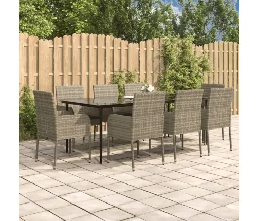 Sodo Komplektas, 9 Dalių, Juodas/Pilkas, Poliratanas