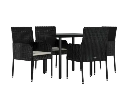 5-Daļīgs Dārza Mēbeļu Komplekts Ar Matračiem, Pe Pinums, Melns Vidaxl