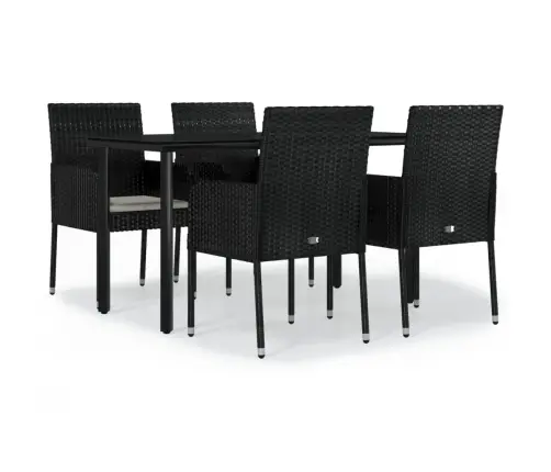 5-Daļīgs Dārza Mēbeļu Komplekts Ar Matračiem, Pe Pinums, Melns Vidaxl