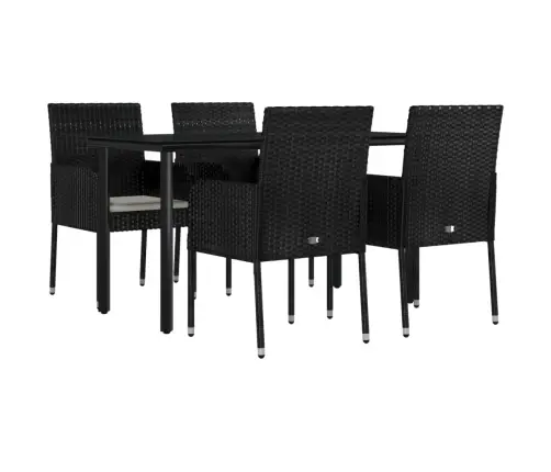5-Daļīgs Dārza Mēbeļu Komplekts Ar Matračiem, Pe Pinums, Melns Vidaxl