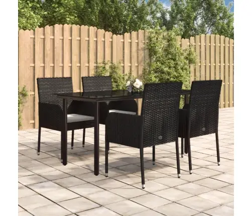 5-Daļīgs Dārza Mēbeļu Komplekts Ar Matračiem, Pe Pinums, Melns Vidaxl