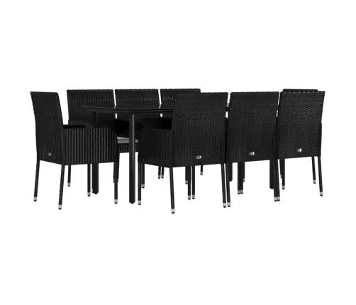 9-Osaline Aiamööbli Komplekt Patjadega, Must, Polürotang