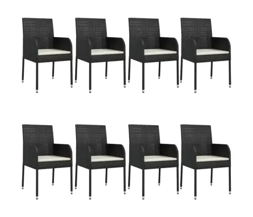 9-Osaline Aiamööbli Komplekt Patjadega, Must, Polürotang